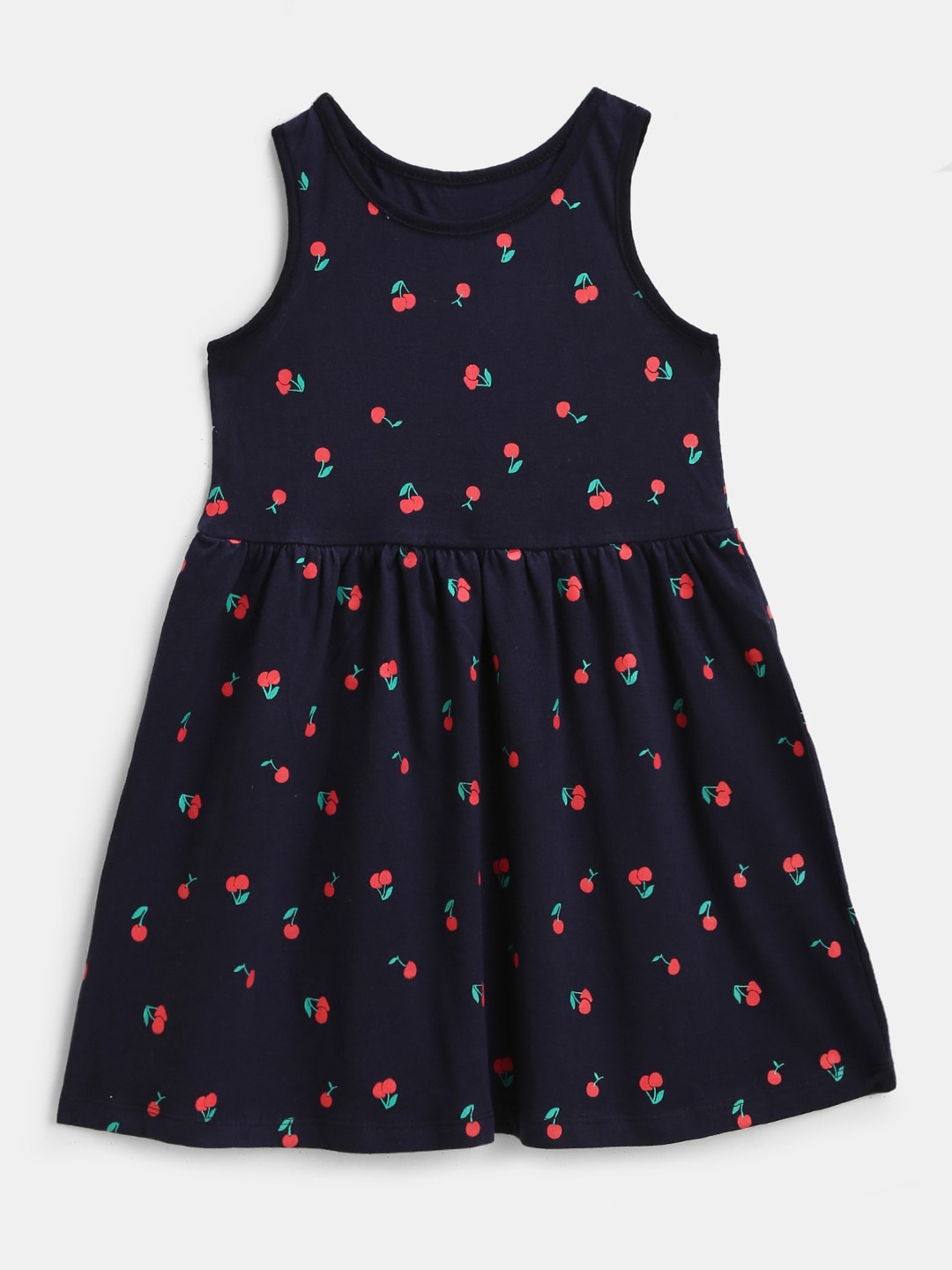 

YK Girls Navy Blue Printed Sleeveless Dress