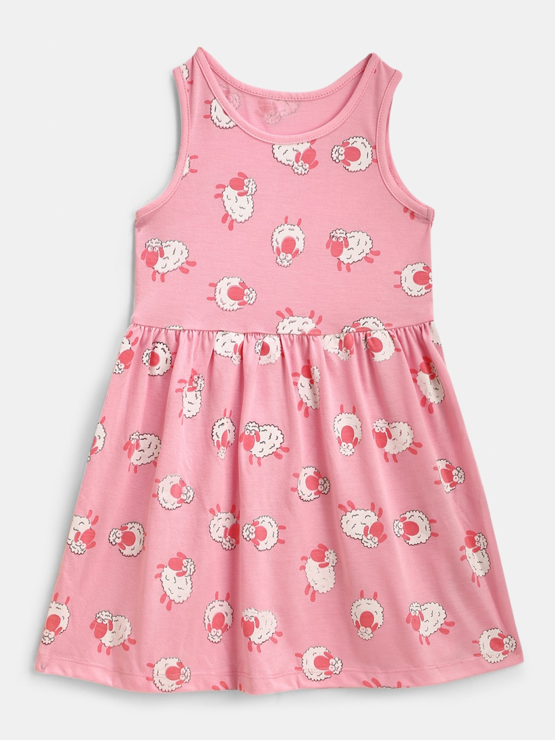 

YK Girls Pink & White A-Line Dress