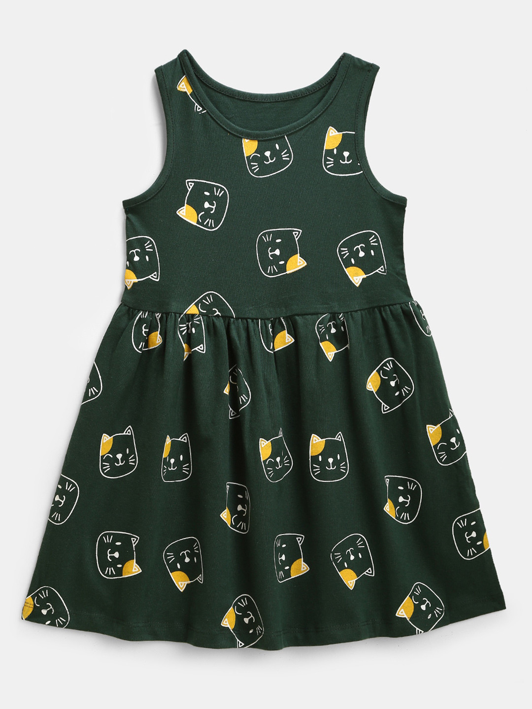 

YK Girls Green Printed A-Line Dress
