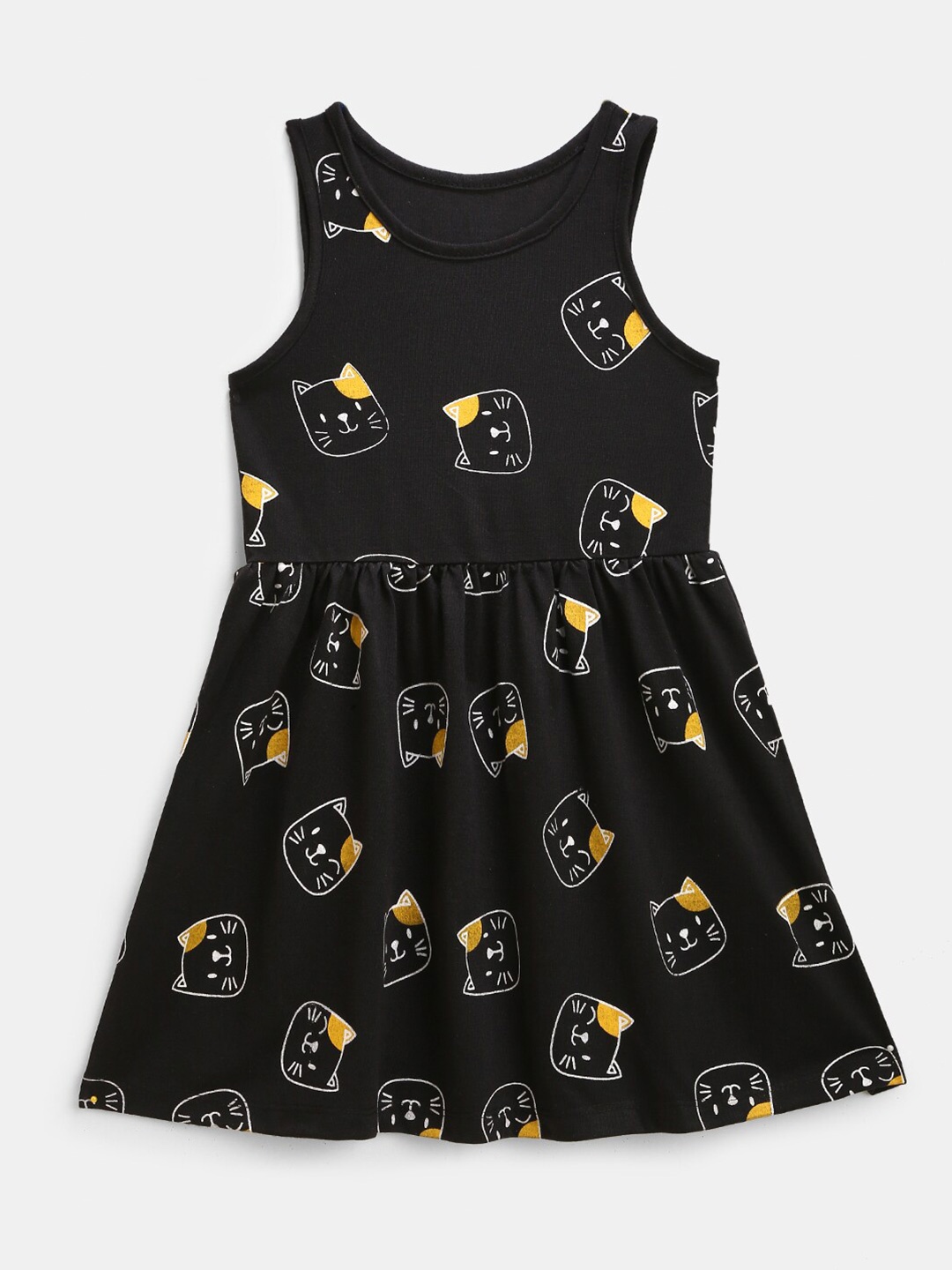 

YK Black Geometric Printed Sleeveless Dress
