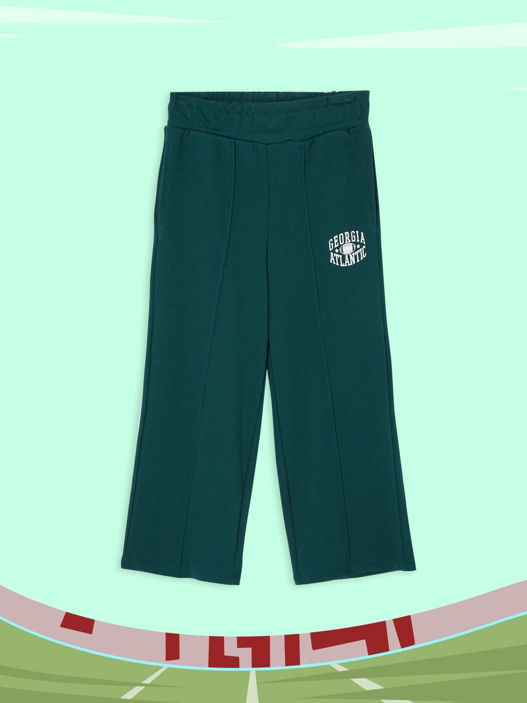 

DeFacto Girls Green Solid Track Pants