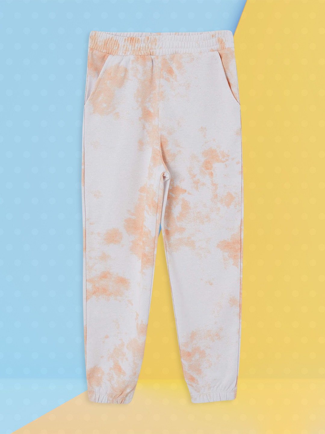

DeFacto Girls White & Peach-Coloured Printed Joggers