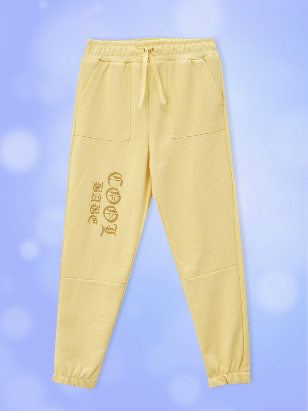 

DeFacto Girls Yellow Solid Joggers with Printed Detail
