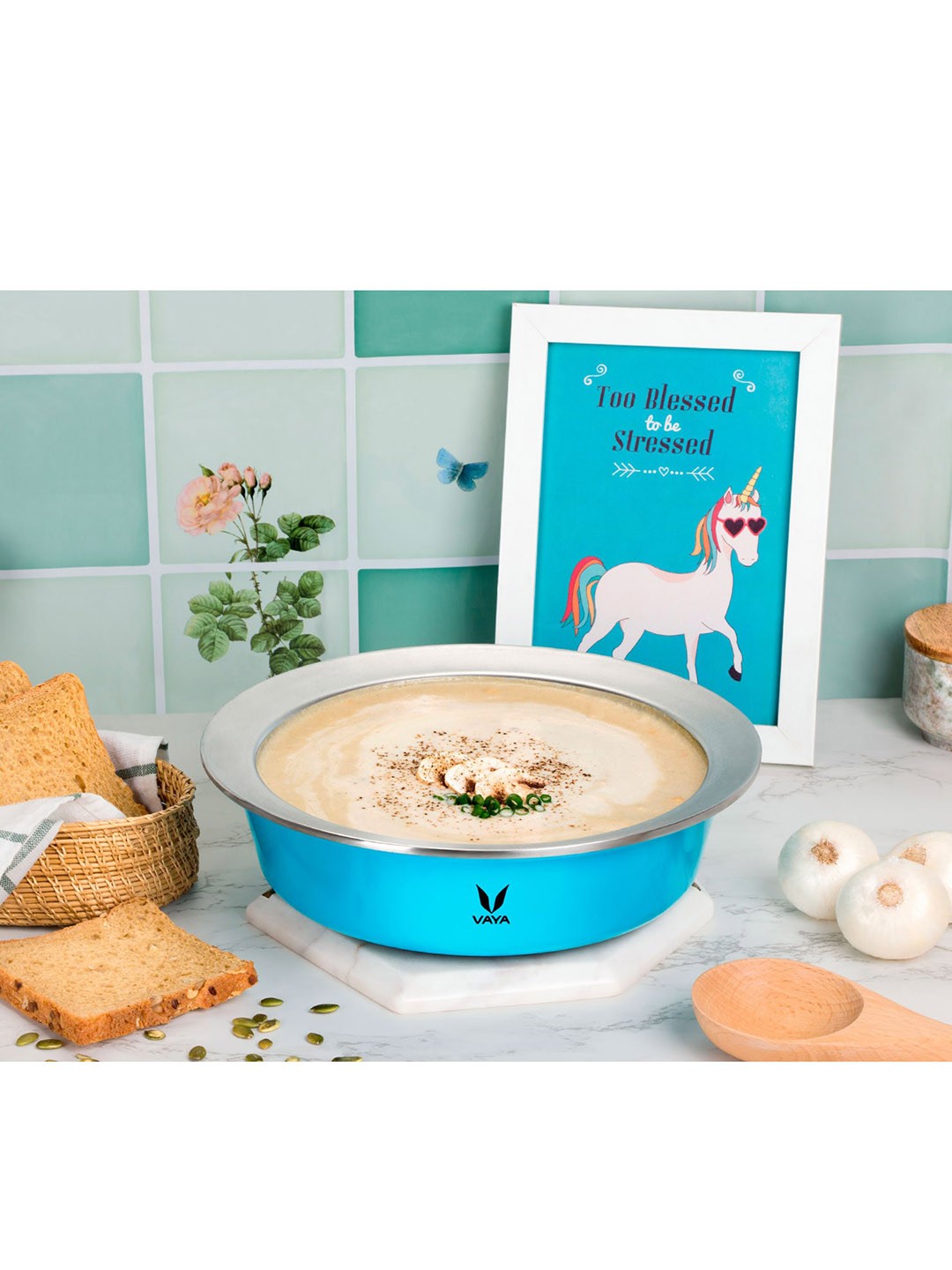 

Vaya Blue Solid Stainless Steel Haute Case Casserole & Lid 110 ml