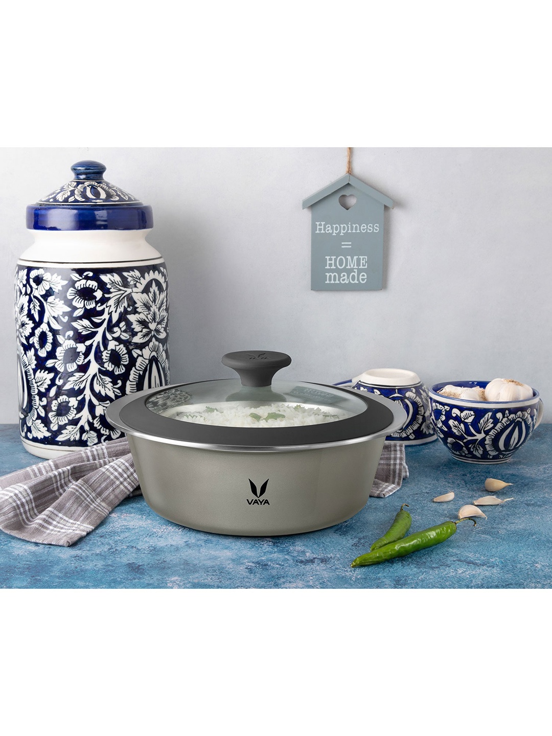 

Vaya Set Of 2 Grey Stainless Steel Serving Dish