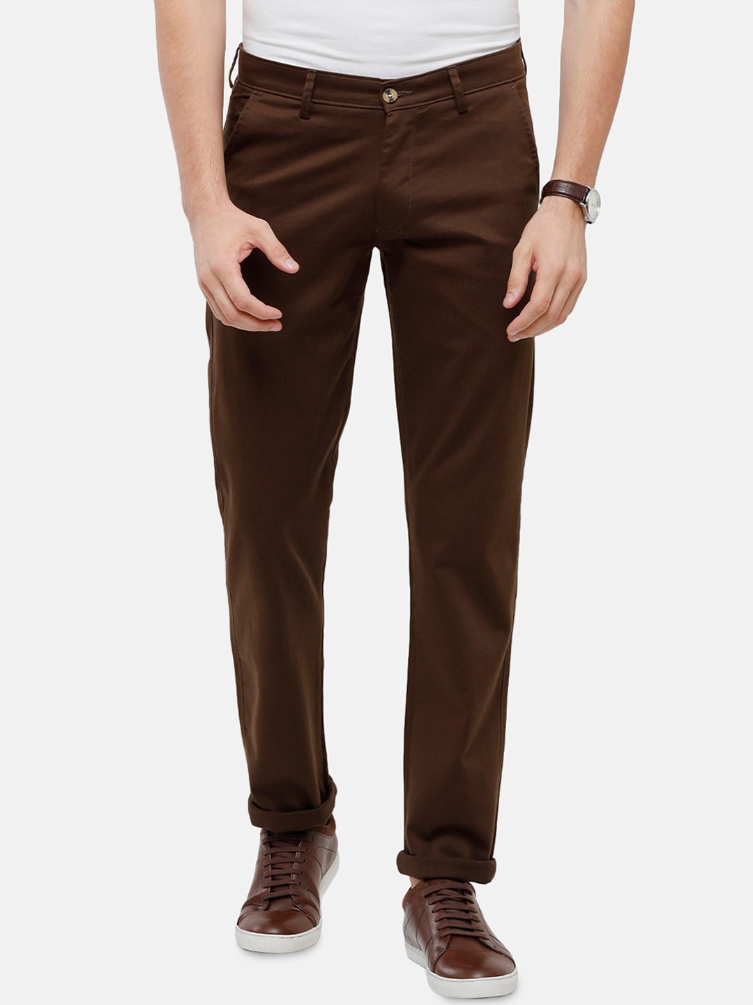 

Classic Polo Men Brown Slim Fit Solid Mid Rise Chinos