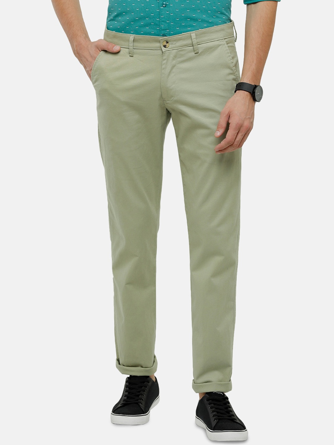 

Classic Polo Men Green Slim Fit Chinos Trousers