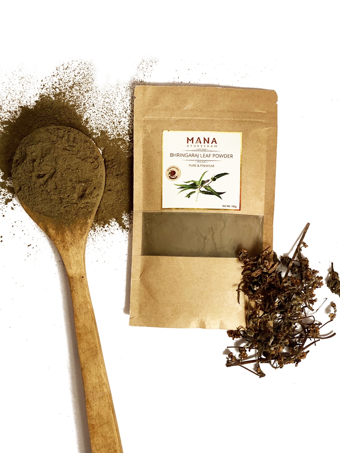 

MANA AYURVEDAM Bhringaraj Leaf Powder 100 gm, Brown