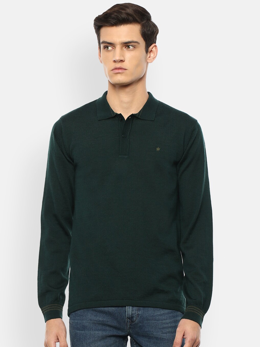 

Louis Philippe Men Dark Green Polo Collar T-shirt