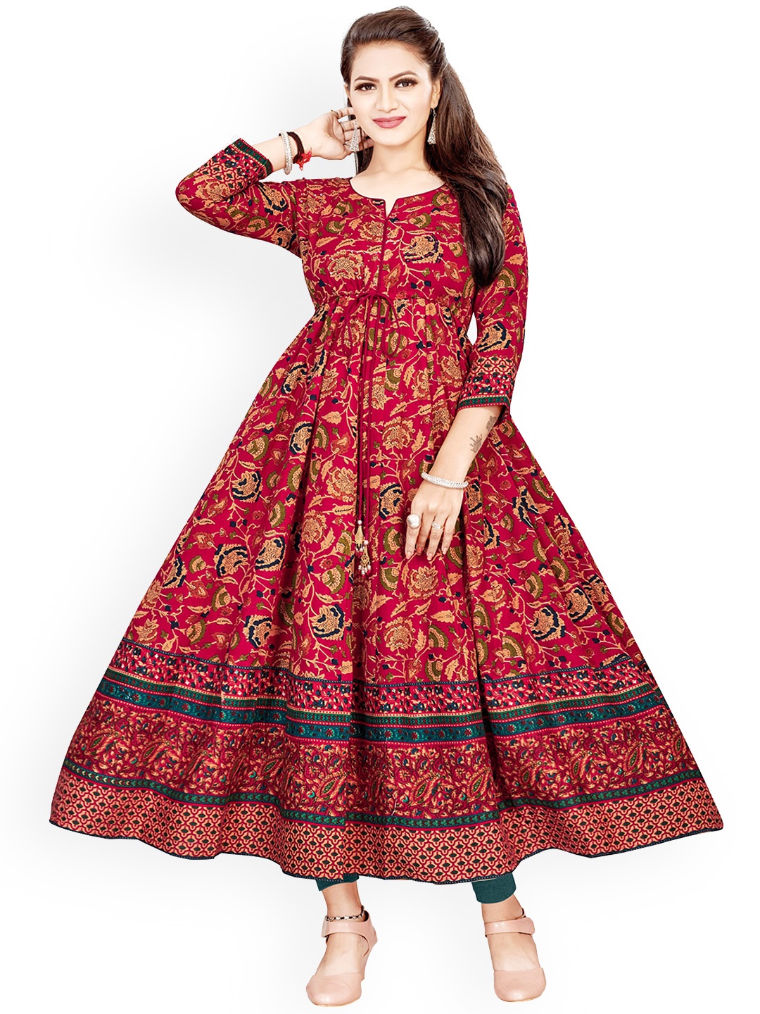 

KALINI Women Red Ethnic Motifs Printed Anarkali Kurta