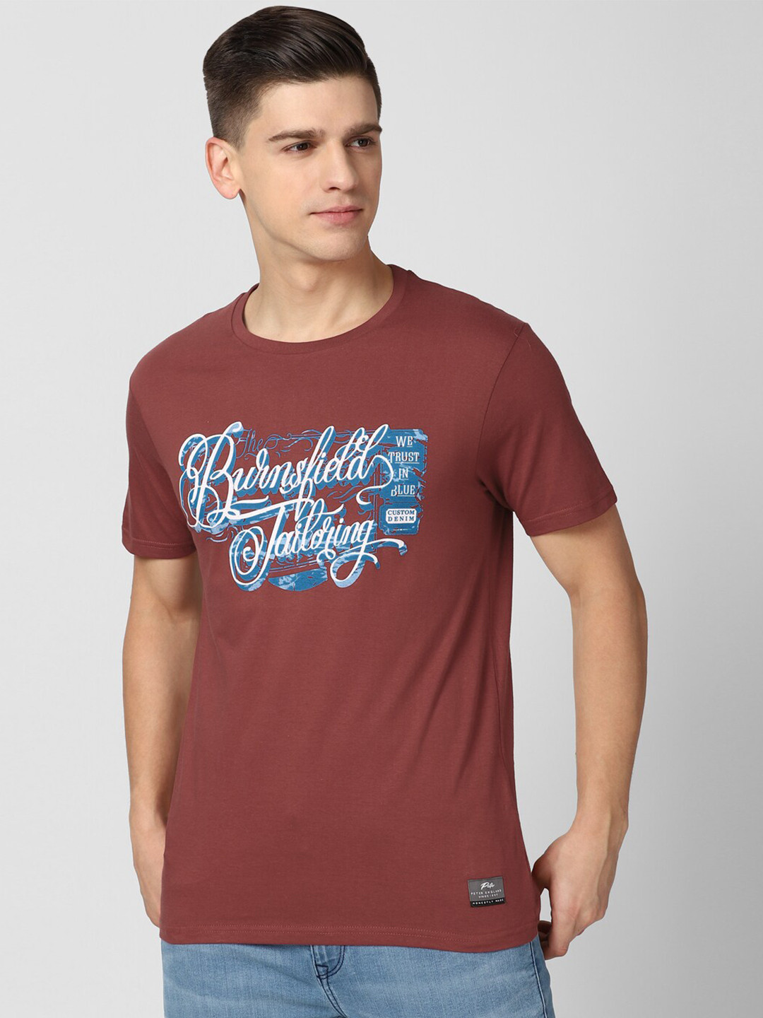 

Peter England Casuals Men Maroon Typography Printed Slim Fit T-shirt