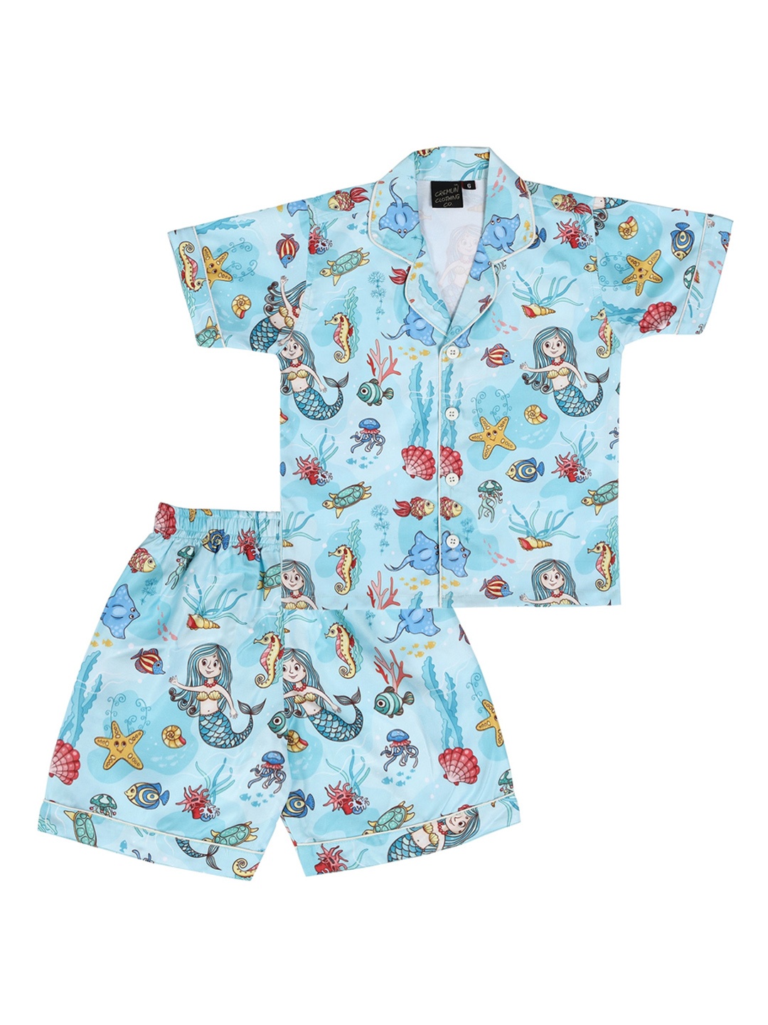 

CREMLIN CLOTHING Kids Blue & Red Printed Night suit