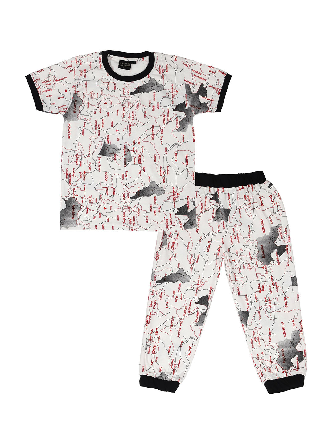 

CREMLIN CLOTHING Unisex Kids White & Red Printed Pure Cotton Night suit