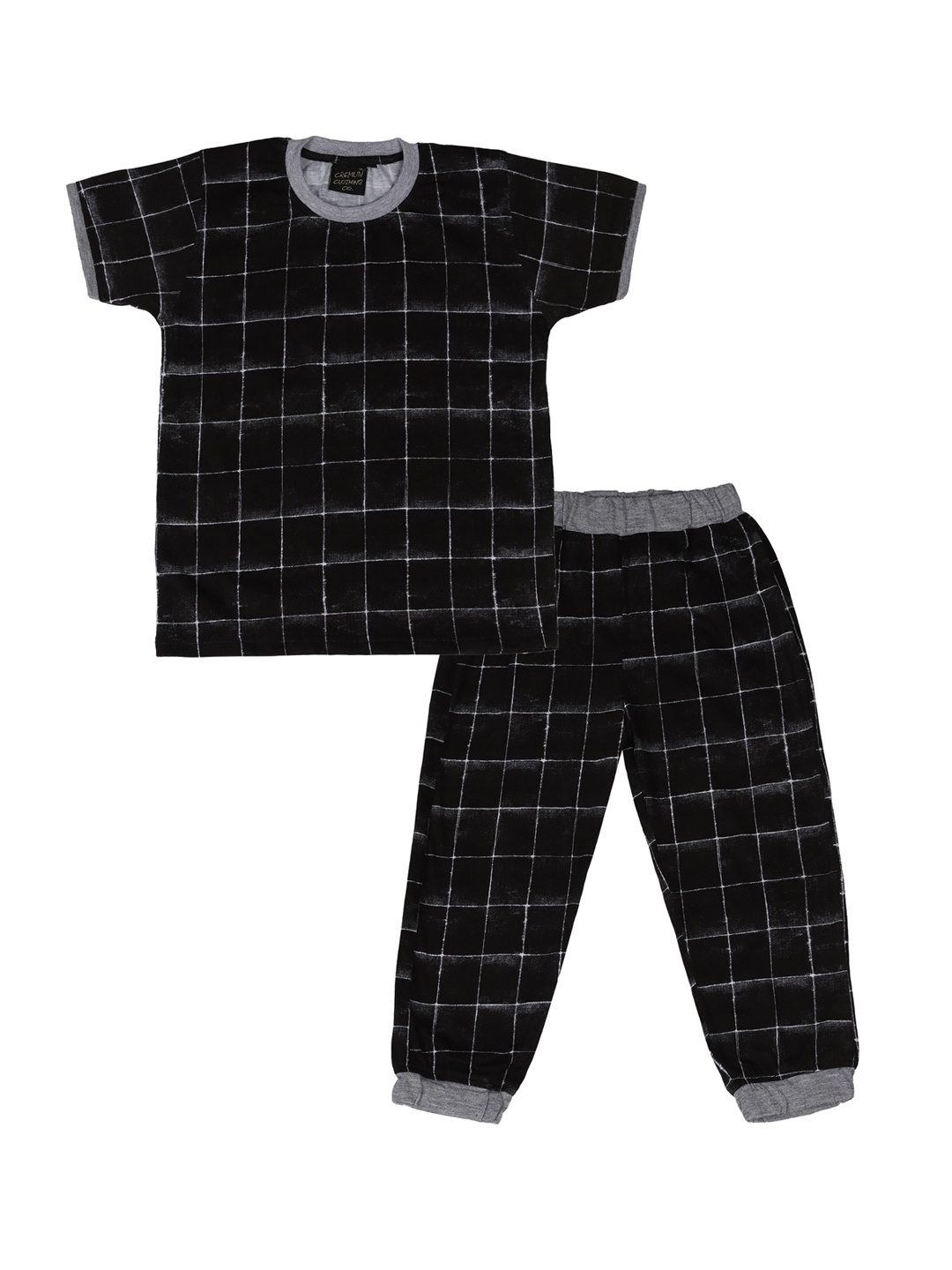 

CREMLIN CLOTHING Kids Black & Grey Checked Night suit