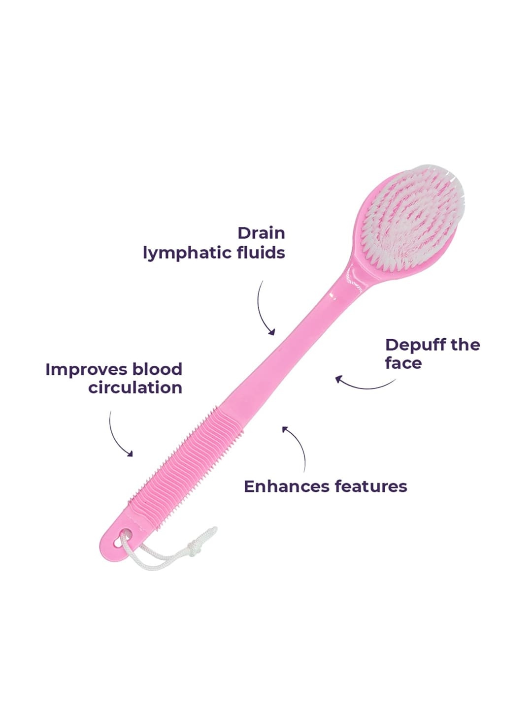 

Sanfe Selfly Bath Brush - Dual Side Cellulite Bristle Bath Massage Brush, Pink