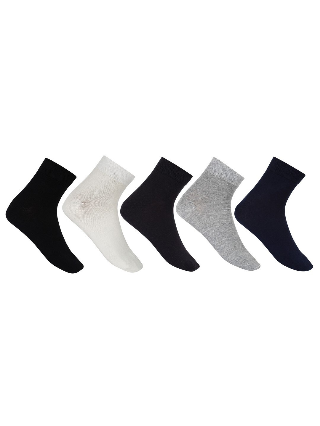 

SIDEWOK Men Pack Of 5 Solid Pure Combed Cotton Ankle-Length Socks, Black