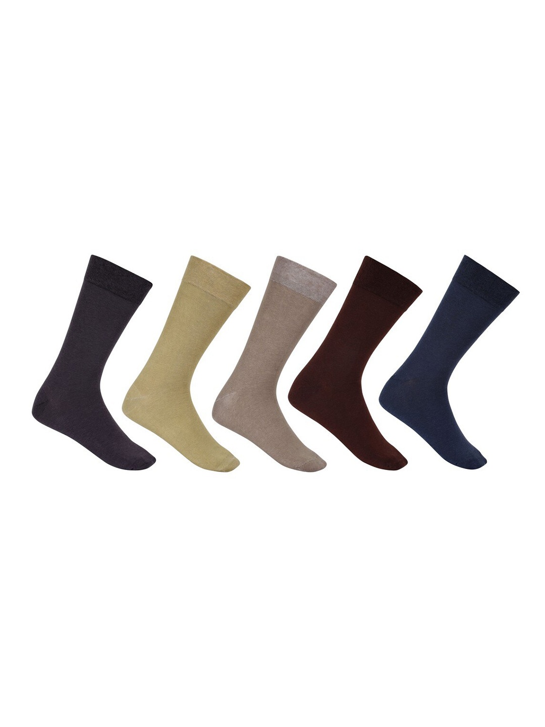 

SIDEWOK Men Pack Of 5 Patterned Pure Combed Cotton Calf-Length Socks, Black