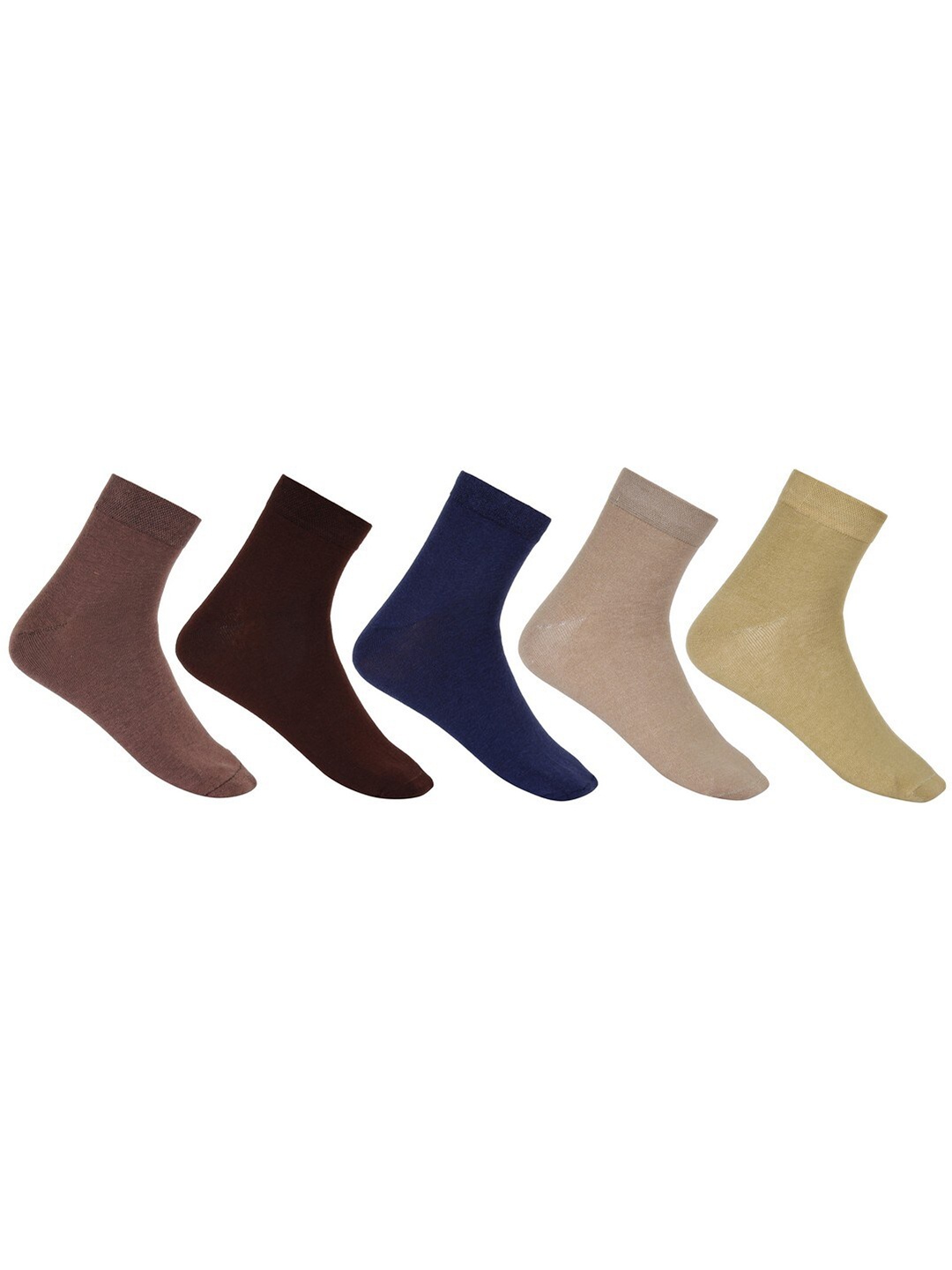 

SIDEWOK Men Pack Of 5 Solid Pure Combed Cotton Ankle-Length Socks, Brown