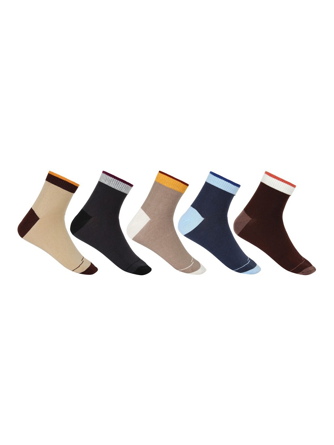 

SIDEWOK Men Pack Of 5 Solid Pure Combed Cotton Above Ankle-Length Socks, Beige