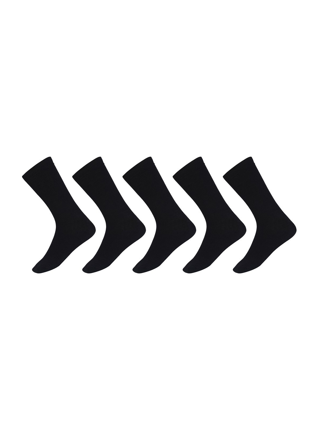 

SIDEWOK Men Pack Of 5 Black Solid Pure Combed Cotton Calf-Length Socks