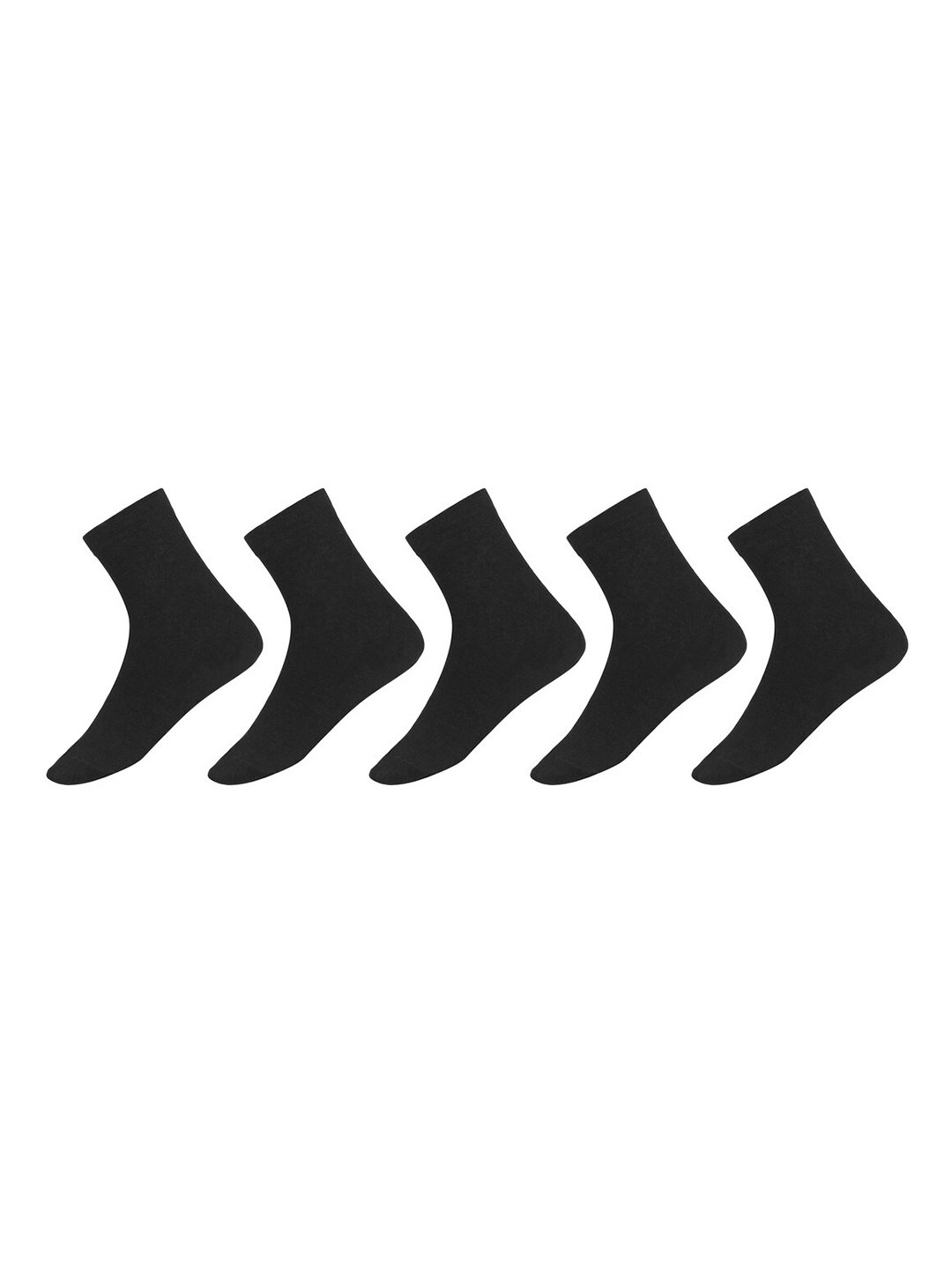 

SIDEWOK Men Pack Of 5 Black Solid Pure Combed Cotton Above Ankle-Length Socks