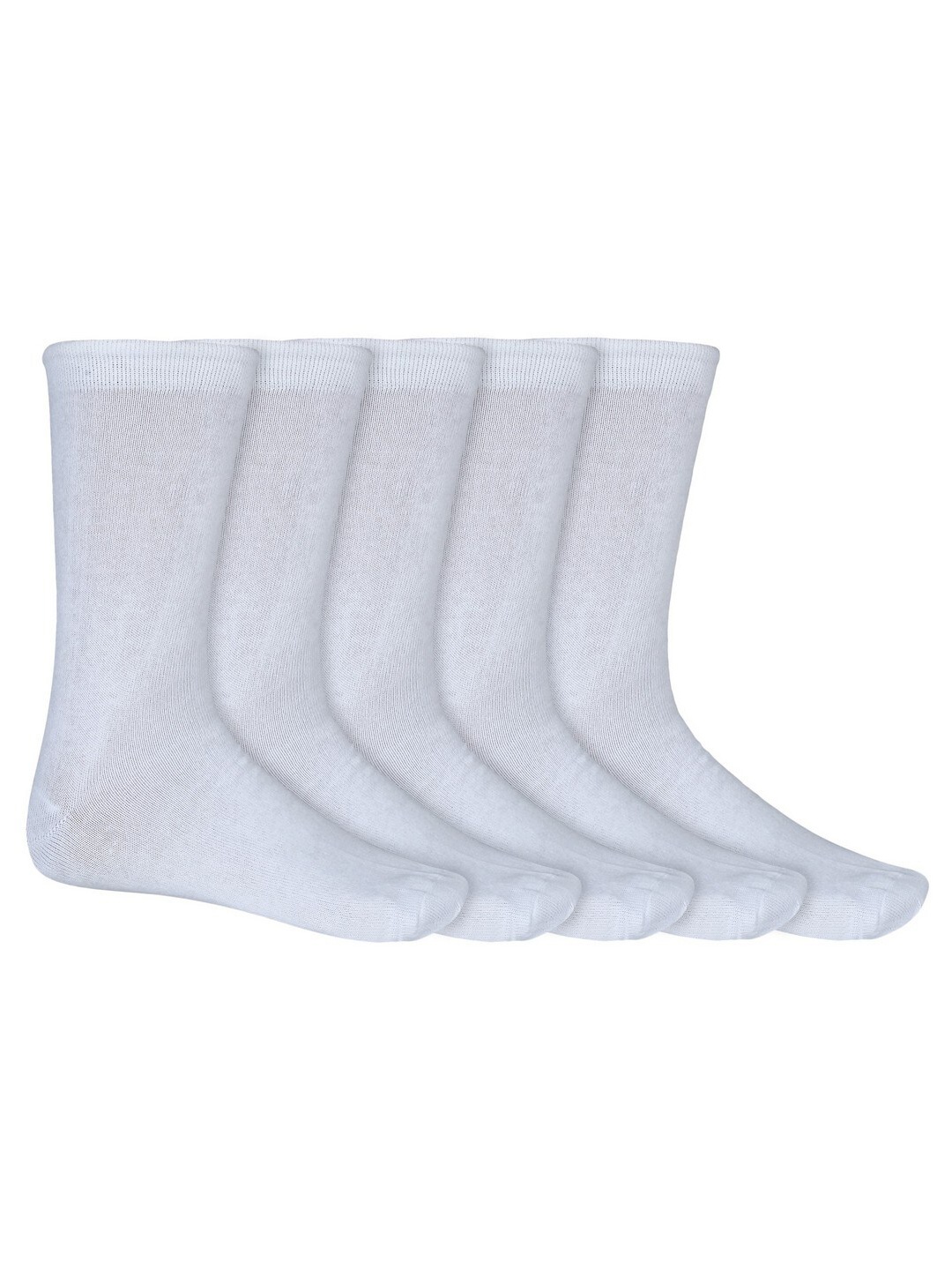 

SIDEWOK Men Pack Of 5 White Solid Pure Combed Cotton Ankle-Length Socks