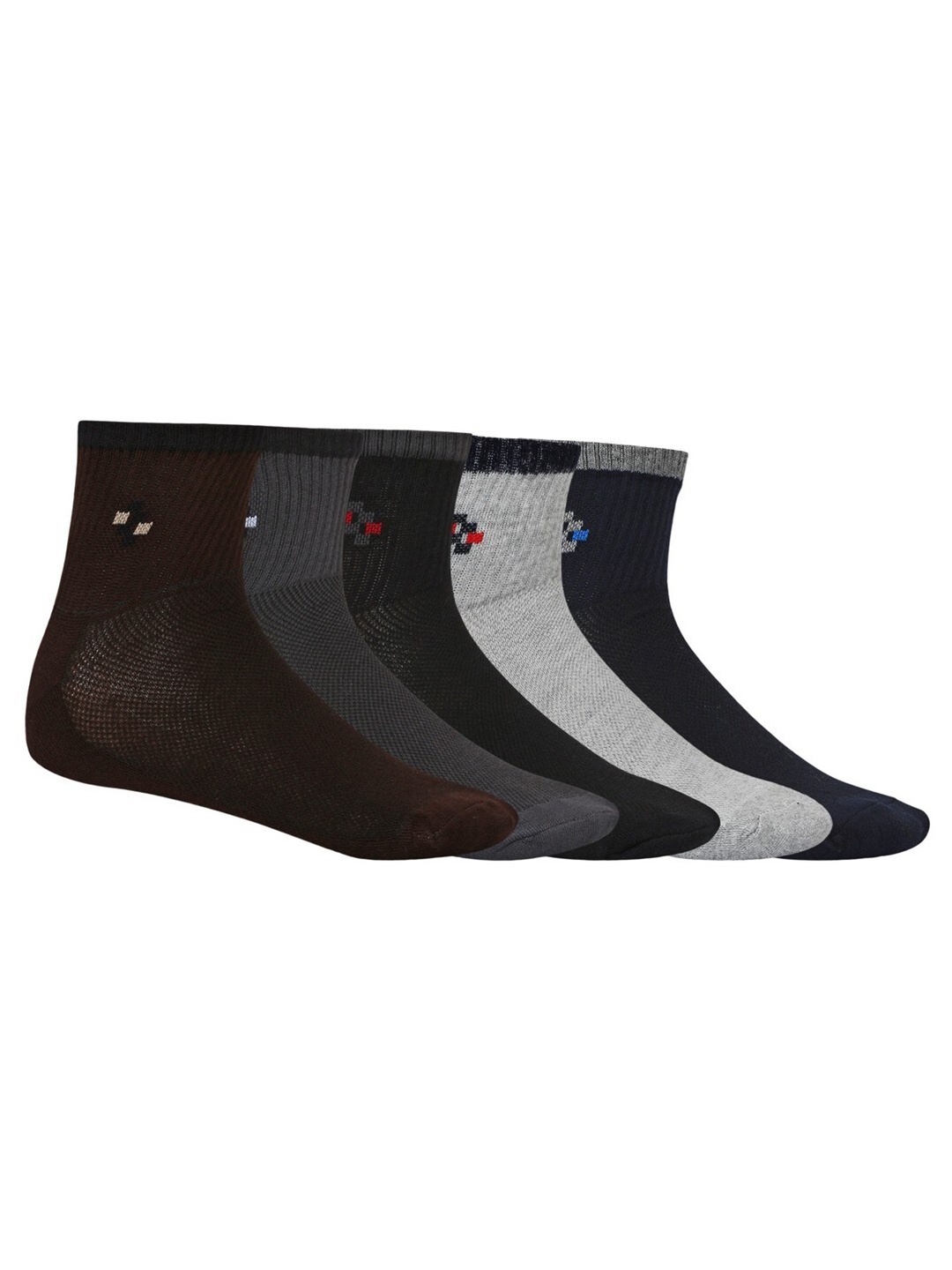 

SIDEWOK Men Pack Of 5 Solid Pure Combed Cotton Ankle-Length Socks, Grey