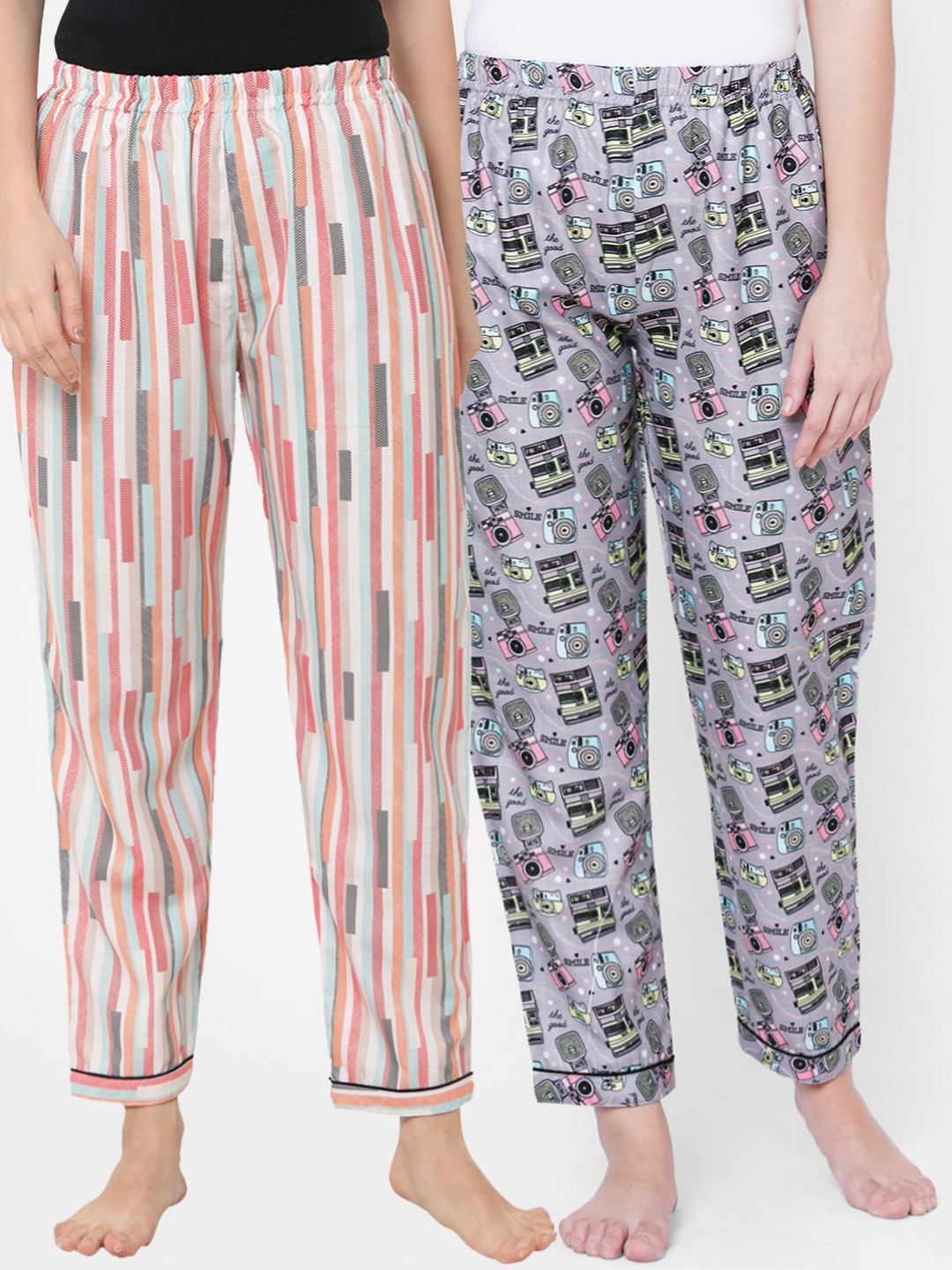 

FashionRack Women Set of 2 Multi Printed Lounge Pants