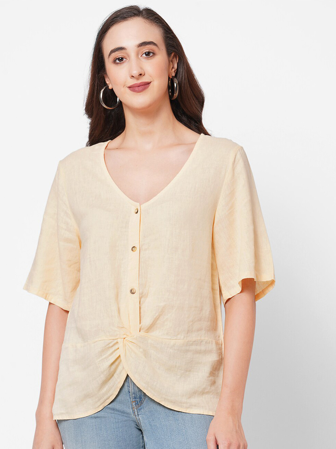 

PAPA BRANDS Yellow Linen Top