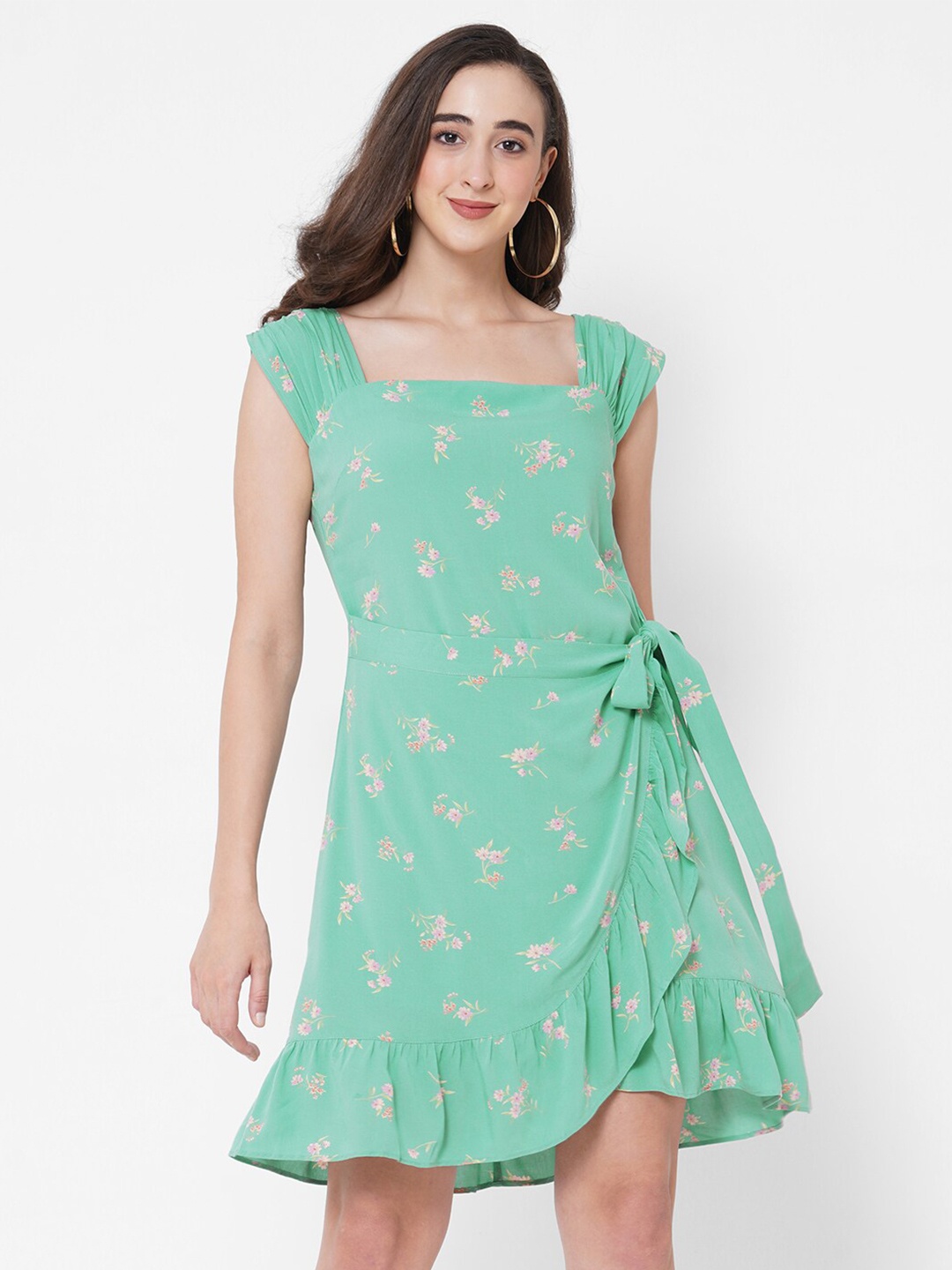 

PAPA BRANDS Green & Pink Floral Printed Dress