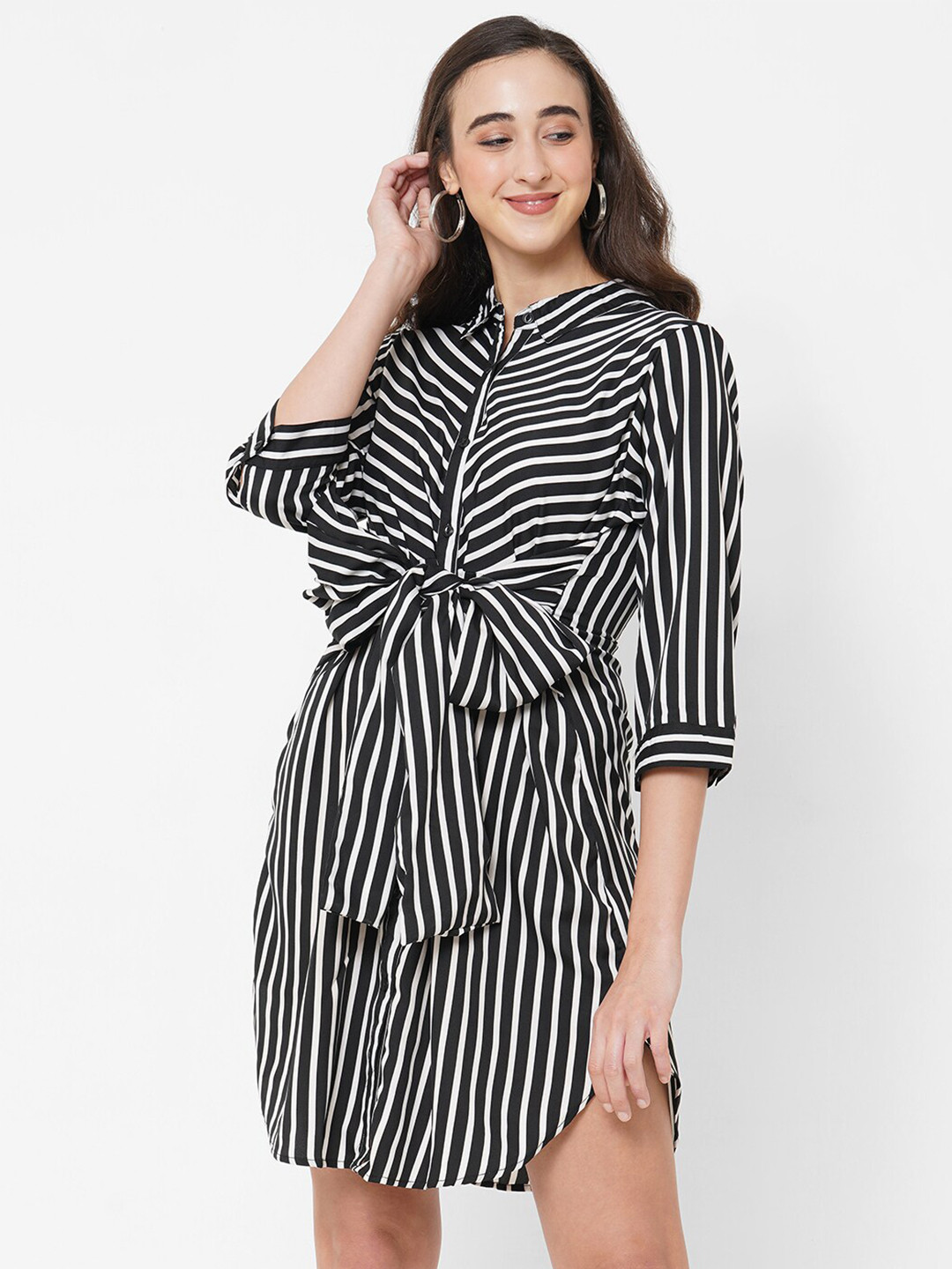 

PAPA BRANDS Black Striped Shirt Dress