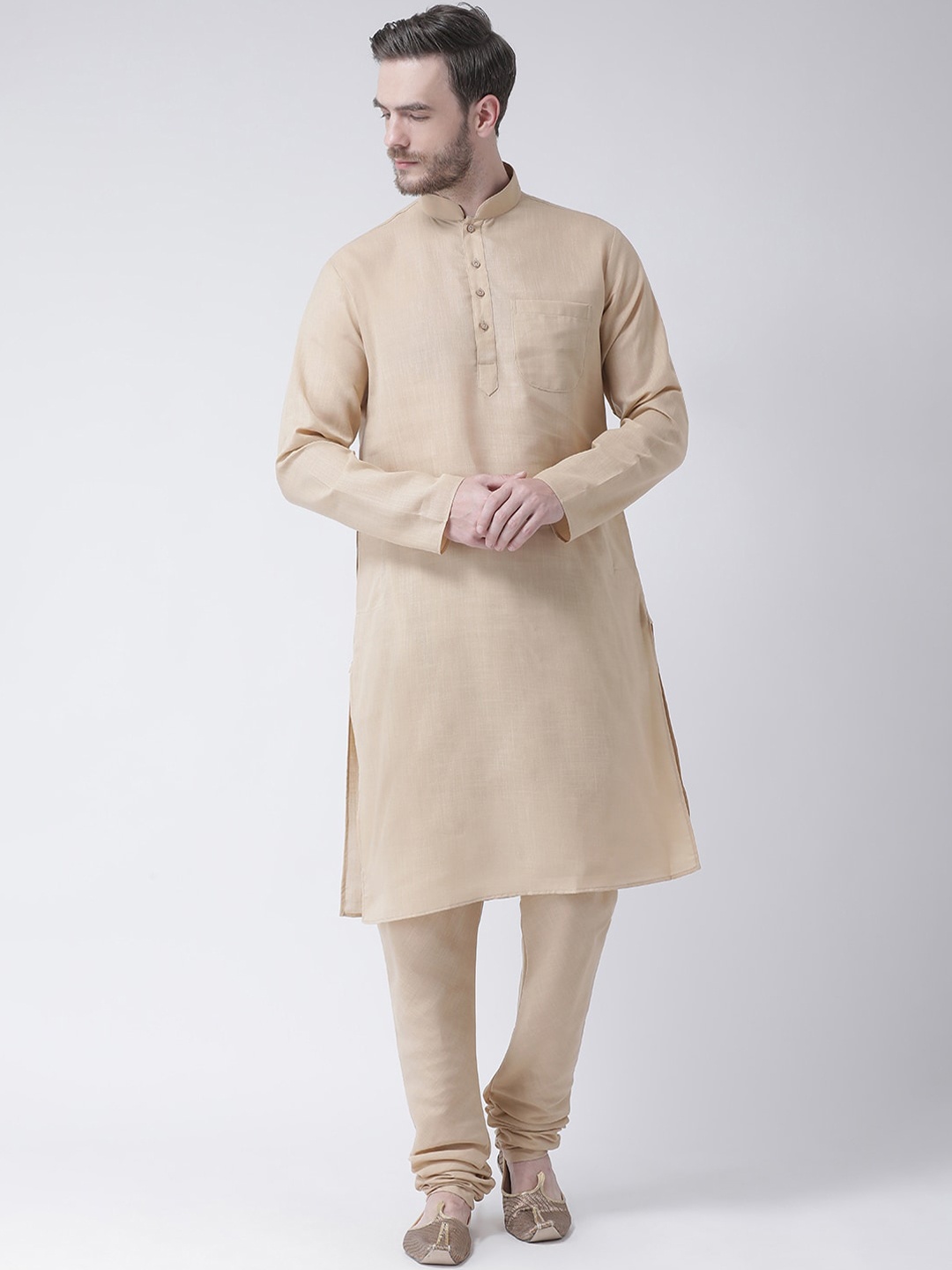 

SG LEMAN Men Beige Pure Cotton Kurta with Churidar