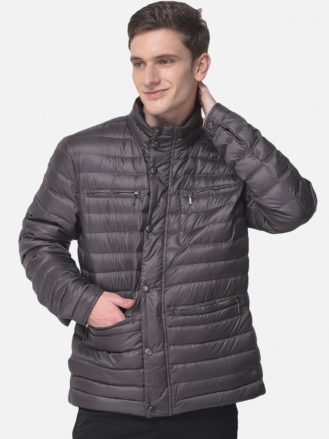 

Woods Men Grey Water Resistant Puffer Jacket