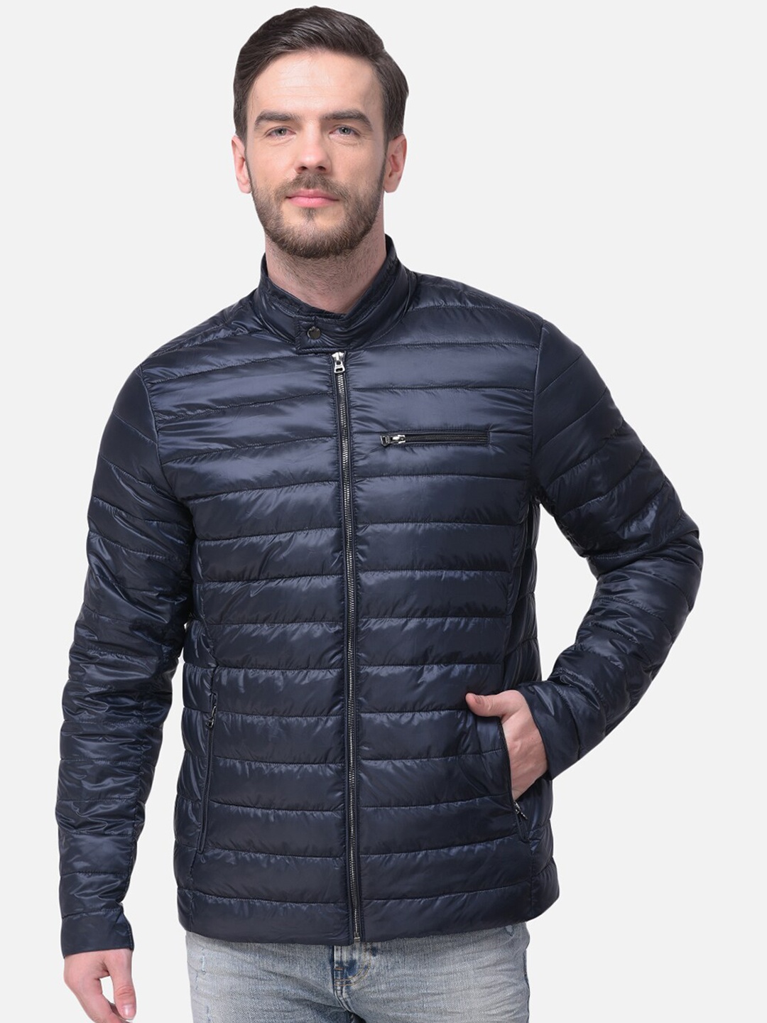 

Woods Men Navy Blue Solid Water Resistant Padded Jacket