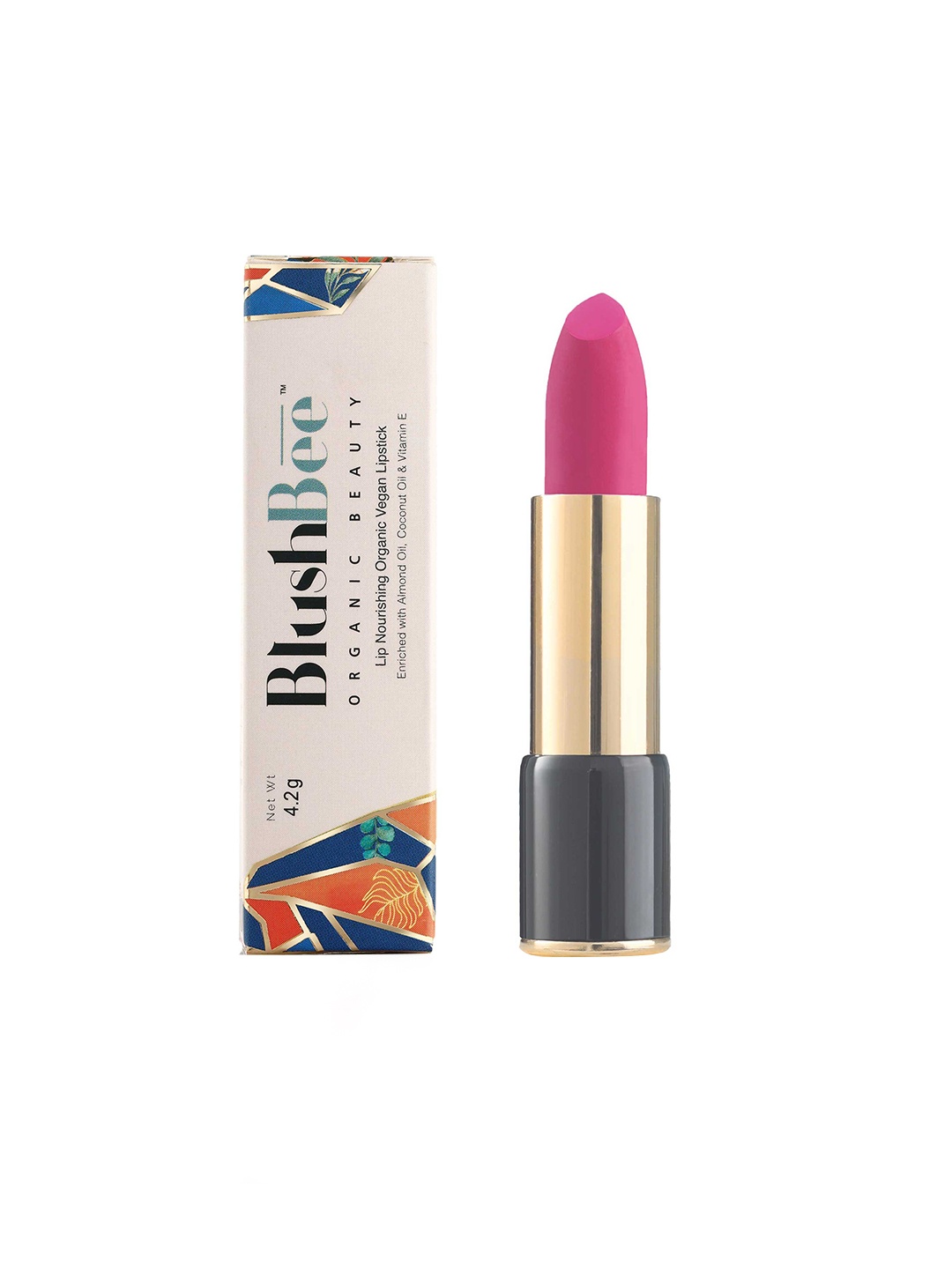 

BlushBee Beauty Lip Nourishing Organic Vegan Natural Matte Lipstick- Velvety Rose, Pink