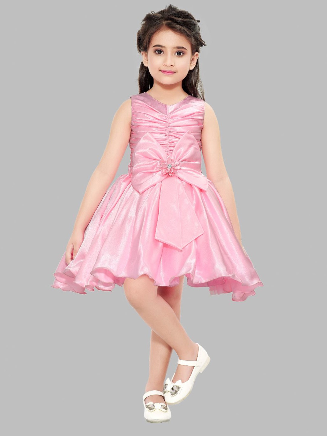 

Pink Chick Pink Striped Satin Dress