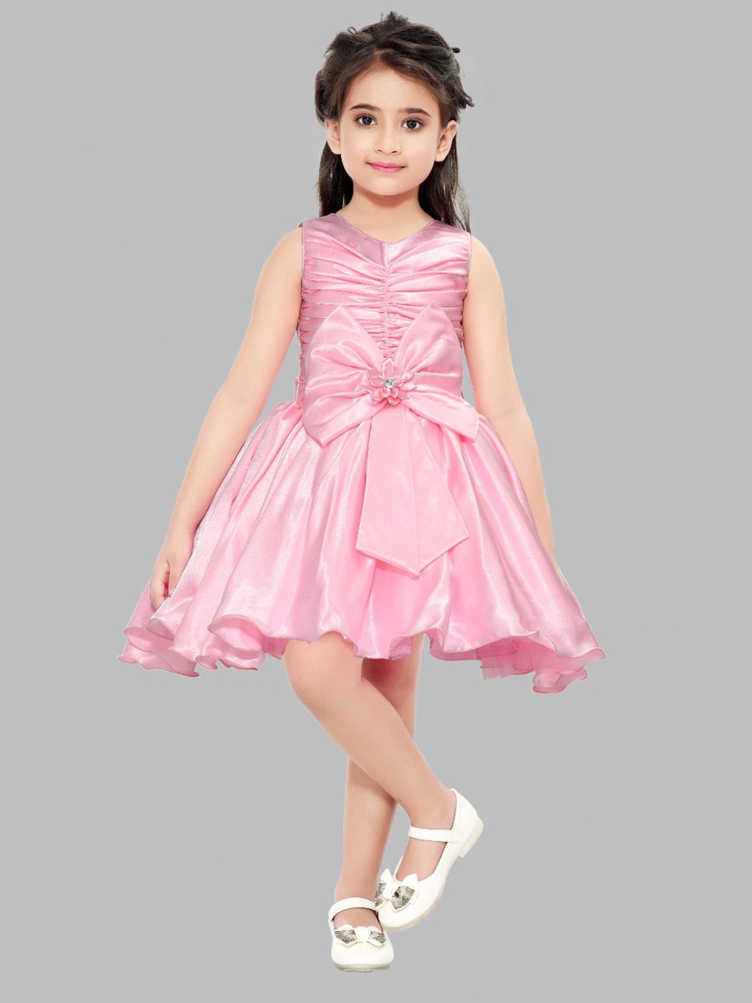 

Pink Chick Pink Striped Satin Dress