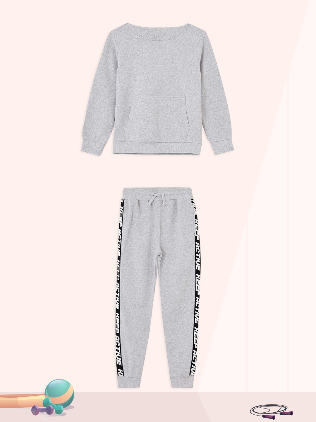 

Defacto Boys Grey Melange Solid clothing set Set