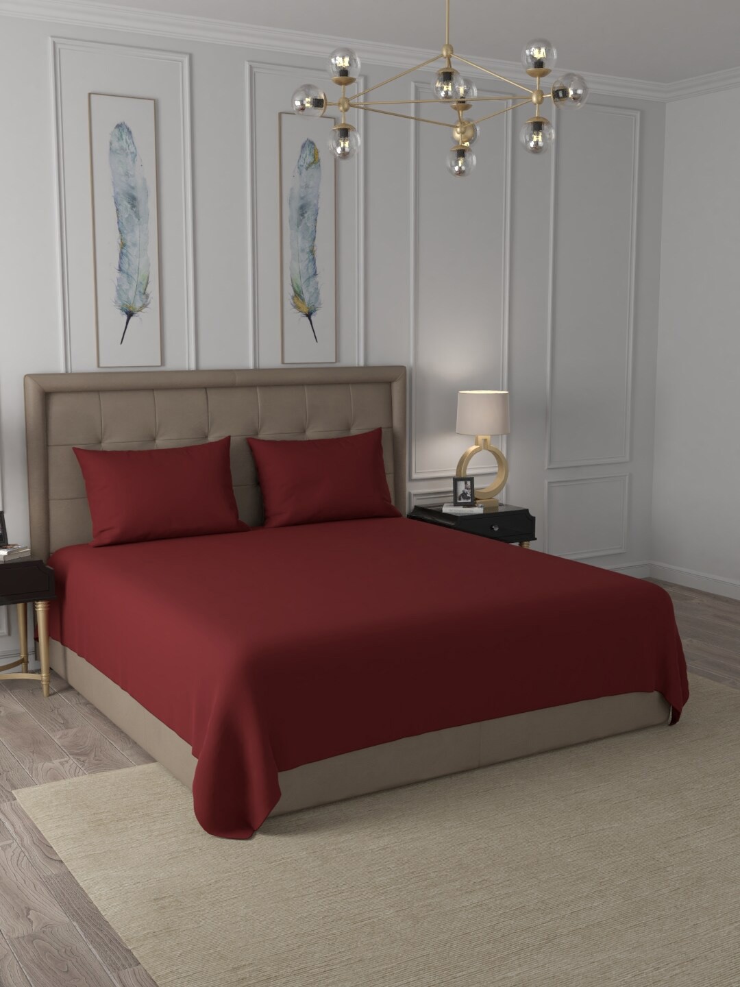 

Livpure Smart Maroon 300 TC Queen Bedsheet with 2 Pillow Covers