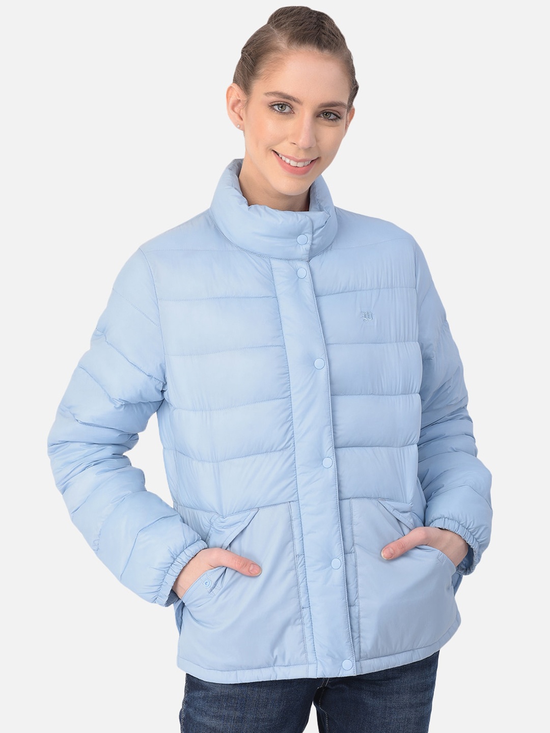 

Woods Women Blue Water Resistant Puffer Jacket