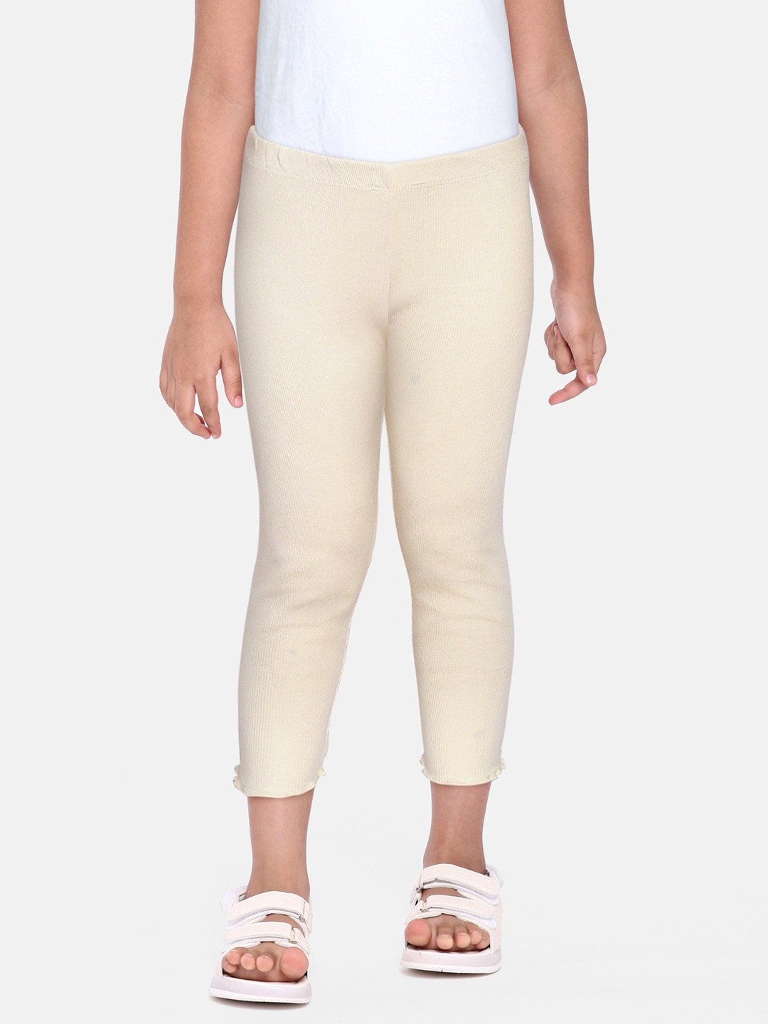 

DeFacto Girls Beige Textured Stretchable leggings