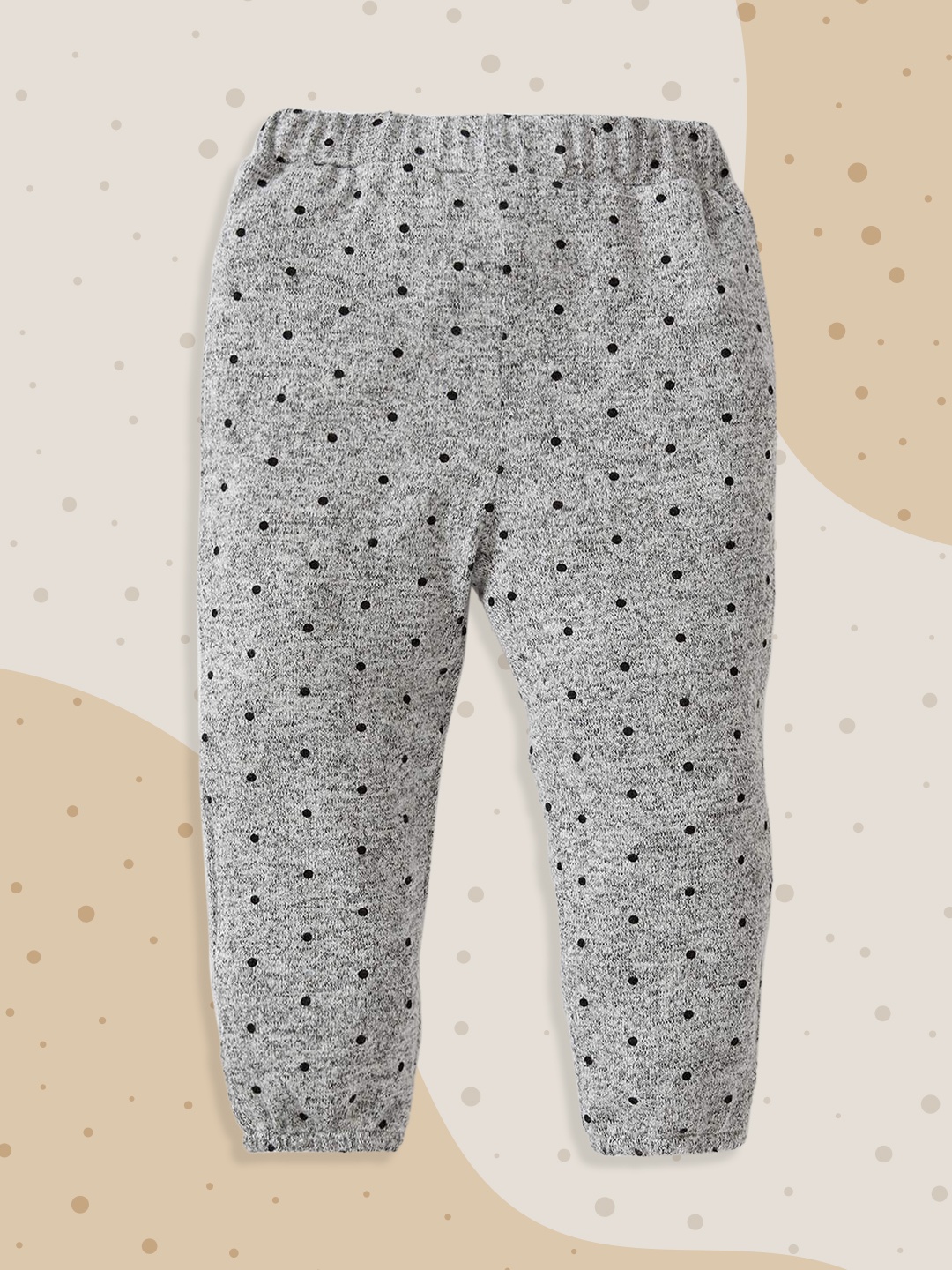 

DeFacto Girls Grey Melange & Black Polka Dot Print Joggers