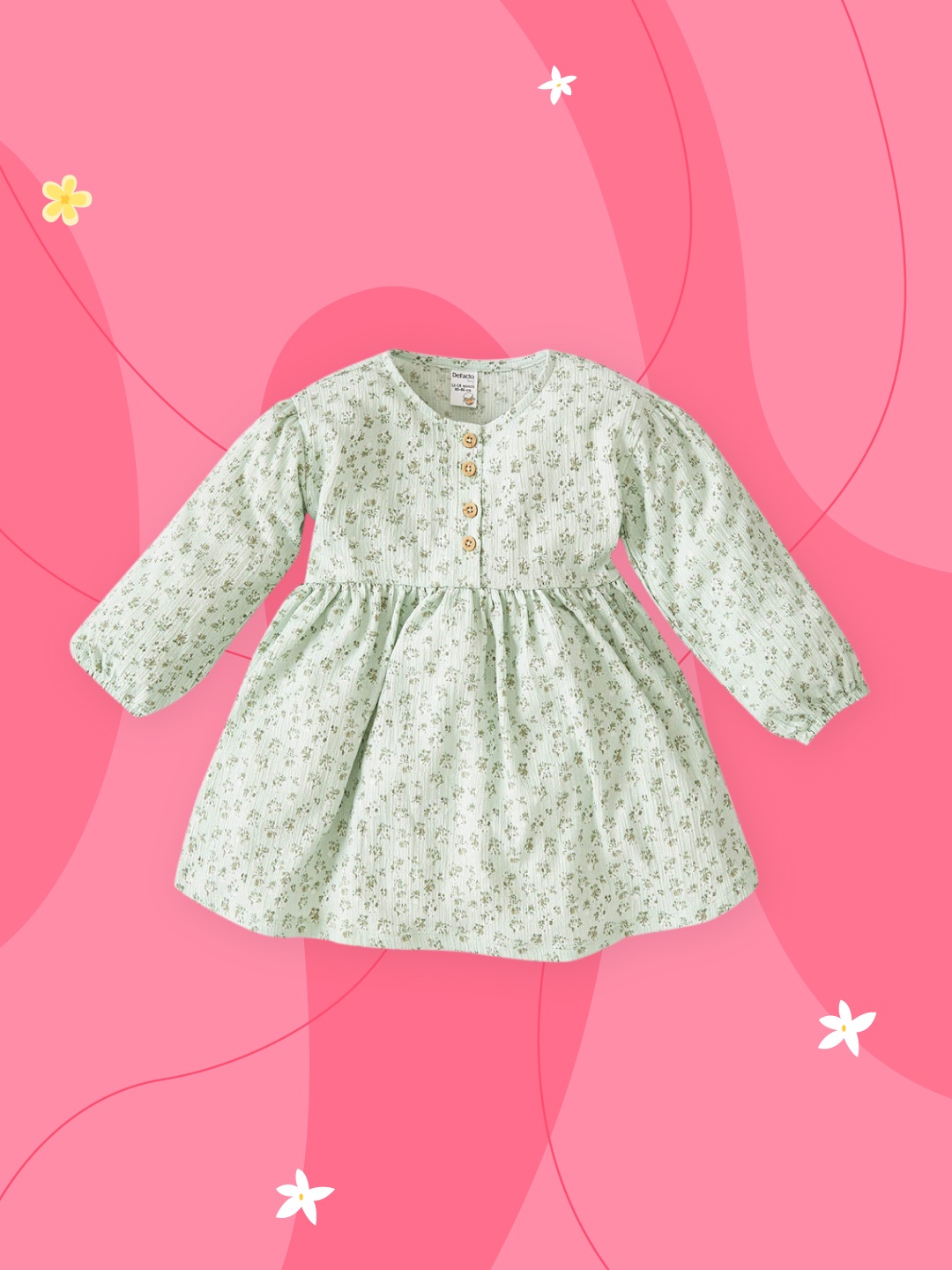 

DeFacto Girls Green & Black Floral Print Dress