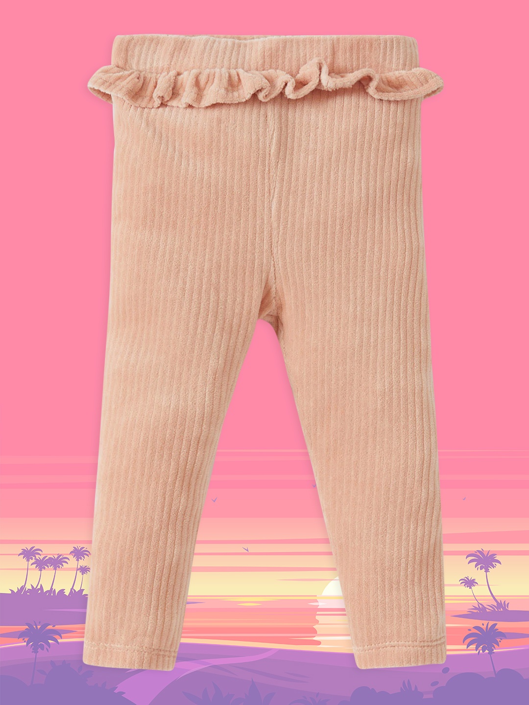 

DeFacto Girls Peach-Coloured Ribbed Ruffled Leggings