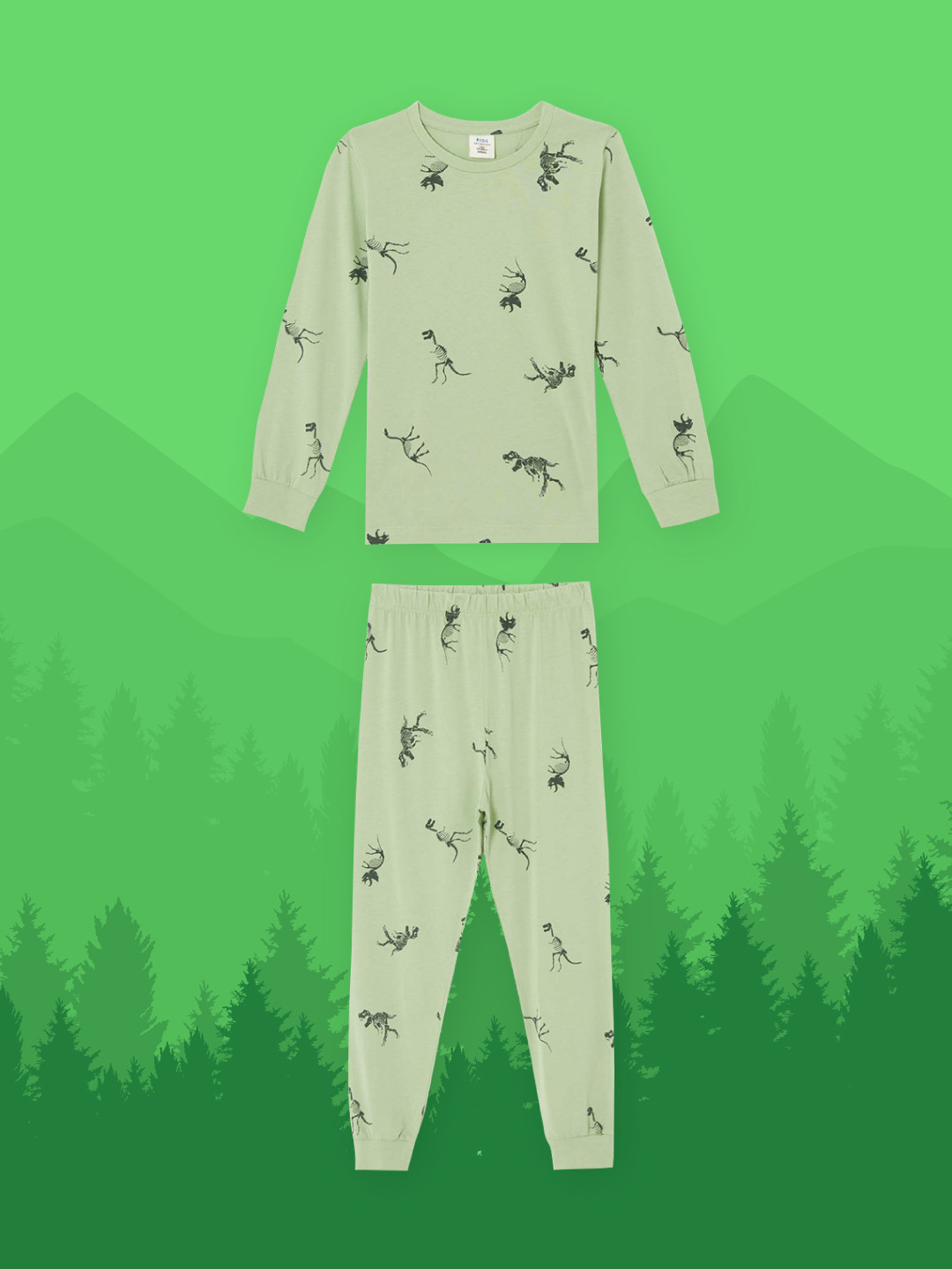 

DeFacto Boys Green Dinosaur Printed Cotton Pyjama Set
