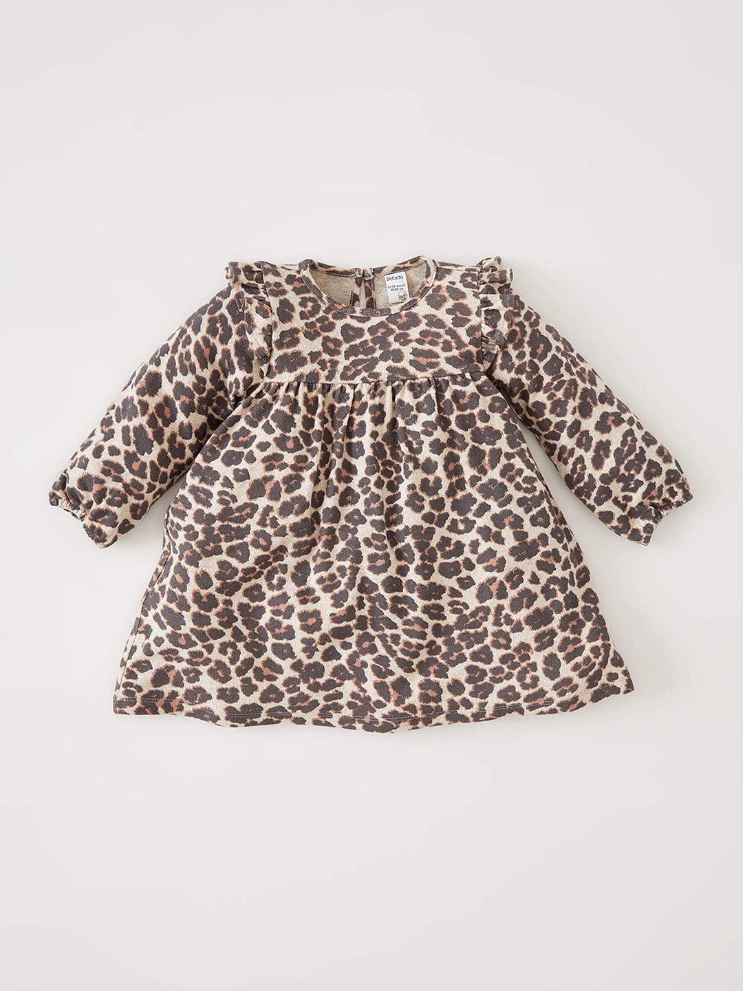 

DeFacto Girls Off White & Brown Leopard Print Fit & Flare Dress