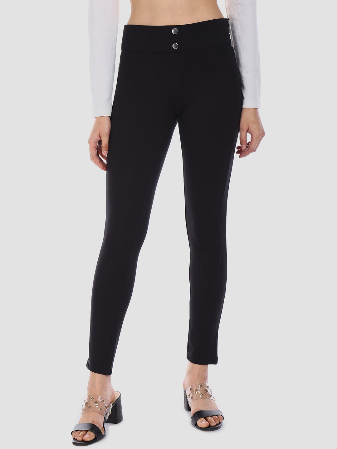 

ELLE Women Black Side High Rise Treggings