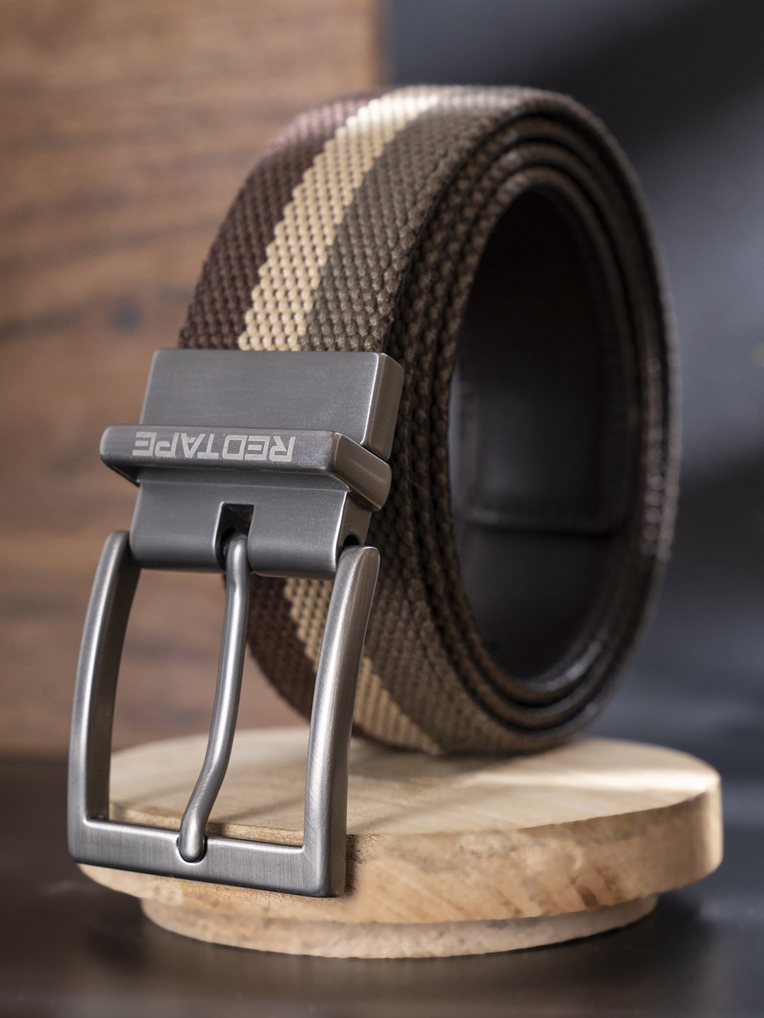 

Red Tape Men Brown Braided & Solid Reversible Leather Belt