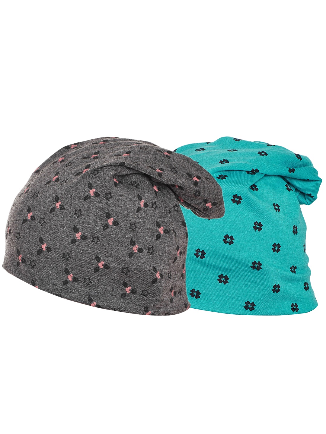 

VIMAL JONNEY Women Pack of 2 Grey & Blue Printed Beanie