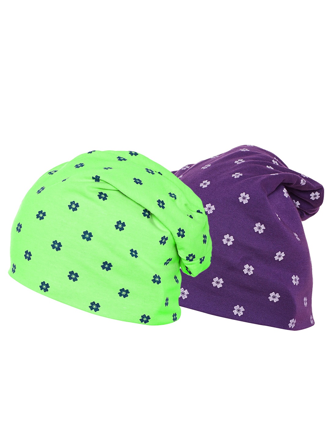 

VIMAL JONNEY Women Pack Of 2 Purple & Green Printed Beanie